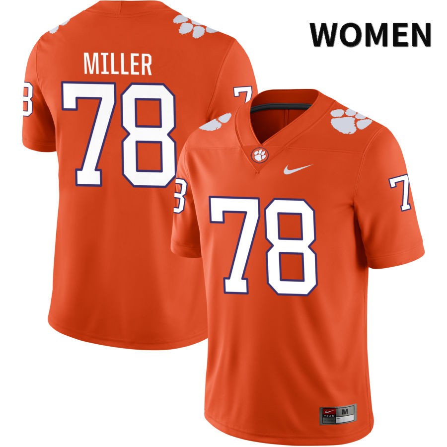 Women's Clemson Tigers Blake Miller #78 College Orange NIL 2022 NCAA Authentic Jersey Best JYA28N6W